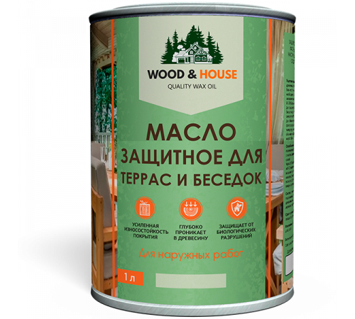 Заказать МАСЛО ЗАЩИТНОЕ ДЛЯ ТЕРРАС И БЕСЕДОК WOOD & HOUSE в Пскове, Псковская область